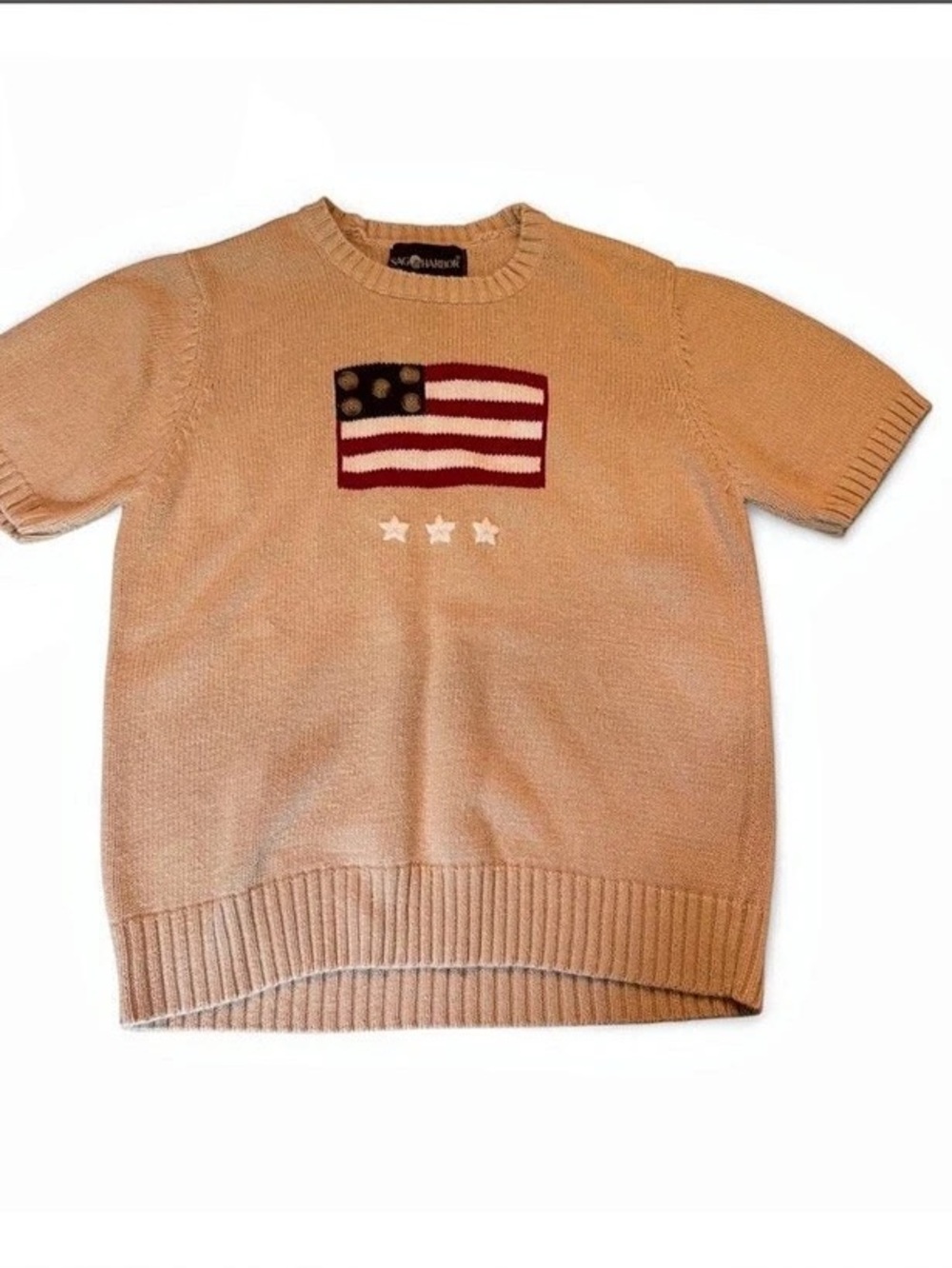 Vintage Sago Harbor Flag Motif Knit Sweater Size Medium